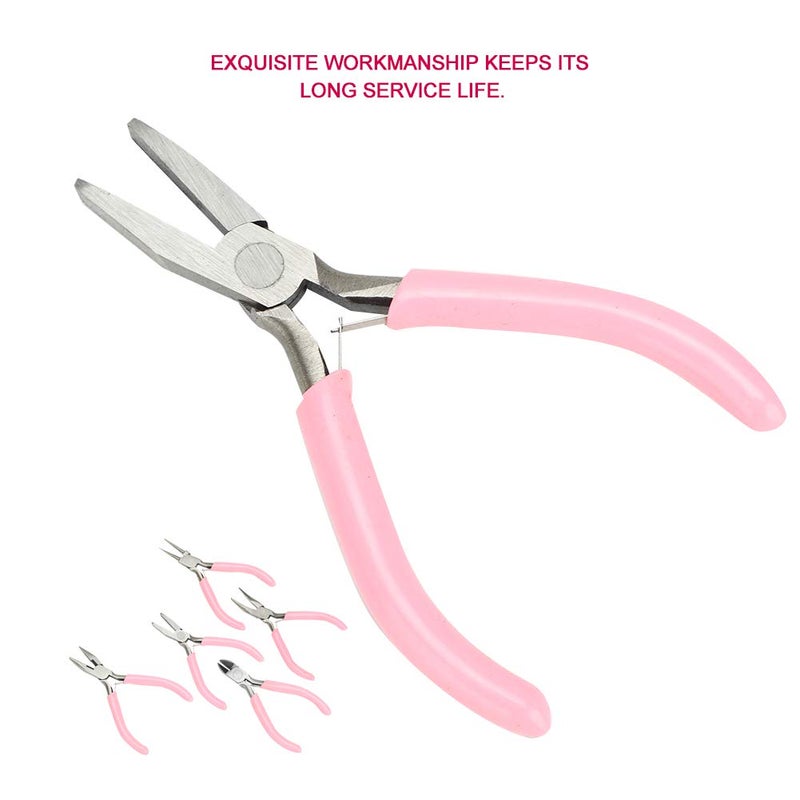 woobles Pliers Set for Manual Work, Mini Pliers in Pink Metal 4-in Kit Cutter Craft Jewelry Craft Tool Including Wire Cutter Needle Nose Plier Long Nose Pliers Side Cutter - Image 5